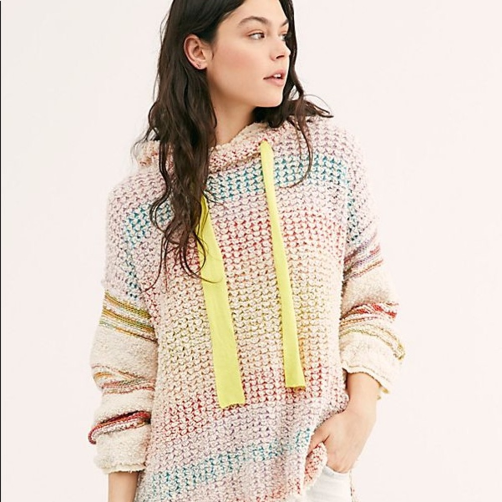 Free People Sit Next To Me Rainbow Hoodie